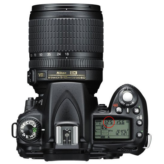 Nikon D90 partie supérieur - Vitesse d’obturation